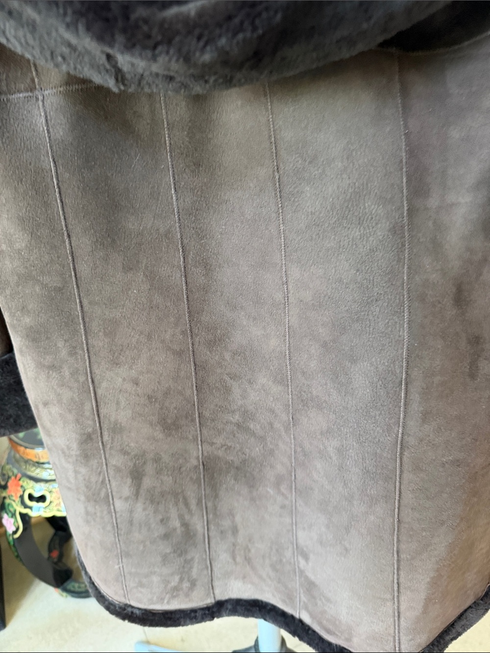 Blue Duck Chocolate Brown Shearling Coat with Wide Collar Hood - Women Size S - Picture 9 of 11